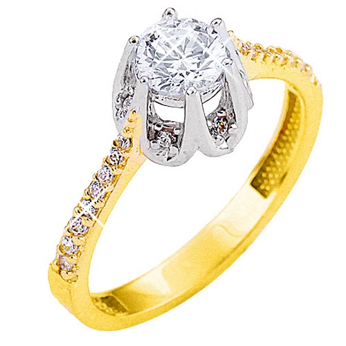 Κορώνα χρυσό μονόπετρο δαχτυλίδι Κ9