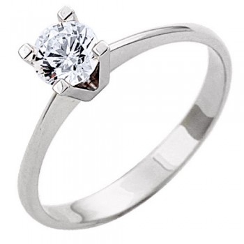 Λευκόχρυσο δαχτυλίδι μονόπετρο Κ9