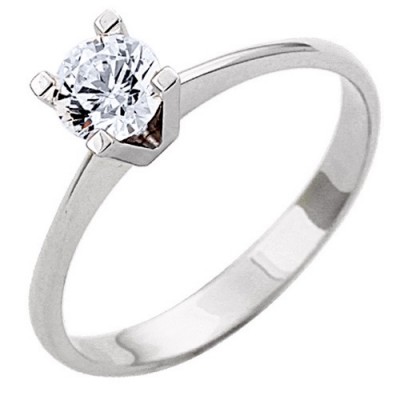 Λευκόχρυσο δαχτυλίδι μονόπετρο Κ9