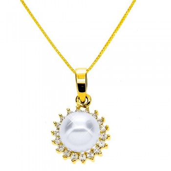 Χρυσό μενταγιόν Κ14 με αλυσίδα