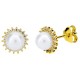 Χρυσά σκουλαρίκια Κ14 με μαργαριτάρι και ζιργκόν