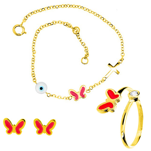 Mini set παιδικό από κίτρινο χρυσό Κ9