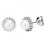 Λευκόχρυσα σκουλαρίκια Κ14 με μαργαριτάρια και ζιργκόν
