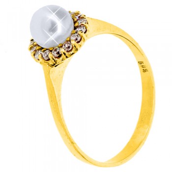 Χρυσό Δαχτυλίδι με μαργαριτάρι Κ14