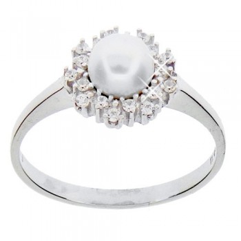 Λευκόχρυσο δαχτυλίδι Κ14 με μαργαριτάρι