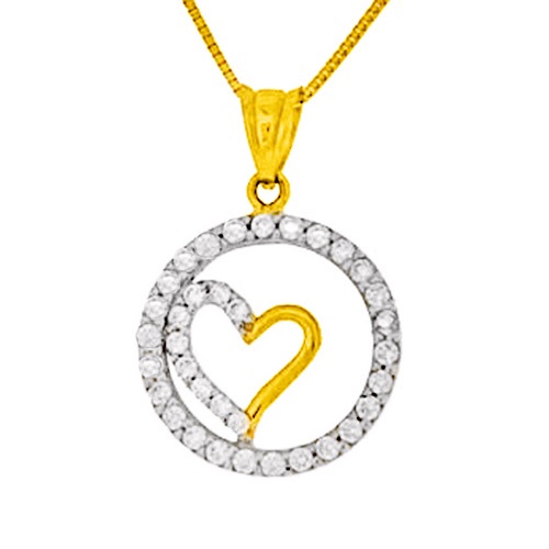 Χρυσή καρδιά μενταγιόν Κ14 με αλυσίδα