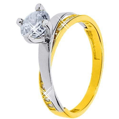 Χρυσό μονόπετρο δαχτυλίδι Κ14