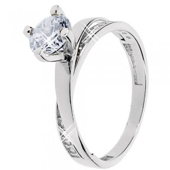 Λευκόχρυσο δαχτυλίδι μονόπετρο Κ14