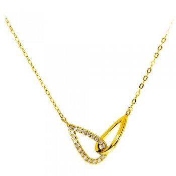 Χρυσό κολιέ Κ14 διπλής όψης με ζιργκόν