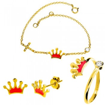 Mini set παιδικό από κίτρινο χρυσό Κ9