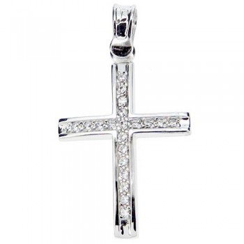 Λευκόχρυσος βαπτιστικός σταυρός Κ14