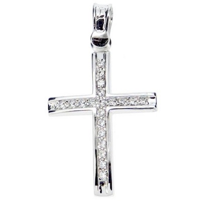 Λευκόχρυσος βαπτιστικός σταυρός Κ14