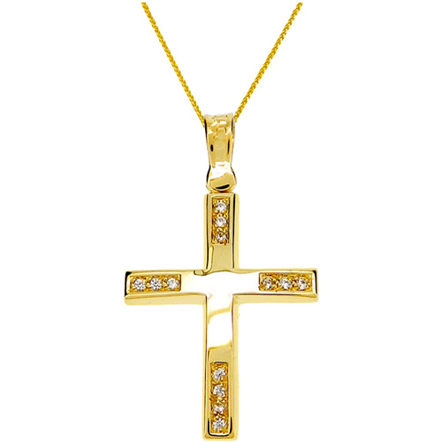 Χρυσός σταυρός Κ9 με αλυσίδα
