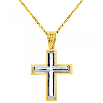 Χρυσός σταυρός Κ9 με αλυσίδα