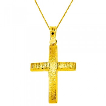 Χρυσός σταυρός Κ9 με αλυσίδα