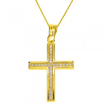Χρυσός σταυρός Κ9 με αλυσίδα
