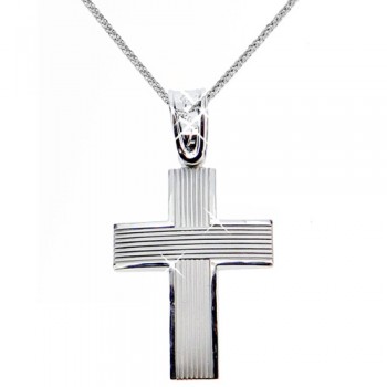 Λευκόχρυσος σταυρός Κ9 με αλυσίδα