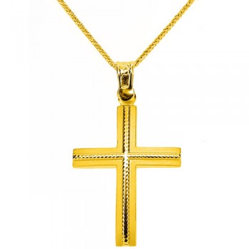 Χρυσός σταυρός Κ9 με αλυσίδα