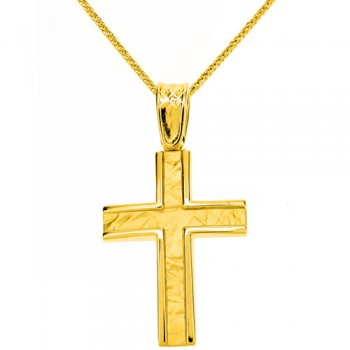 Χρυσός σταυρός Κ9 με αλυσίδα
