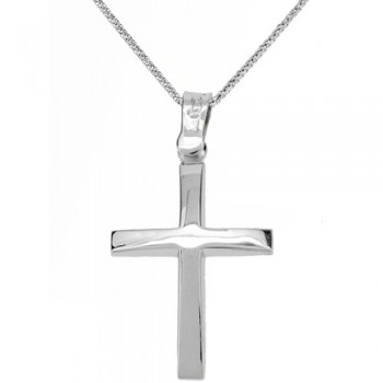 Λευκόχρυσος σταυρός Κ9 με αλυσίδα