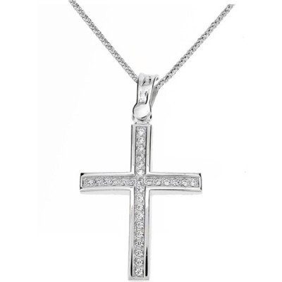 Λευκόχρυσος σταυρός Κ9 με αλυσίδα