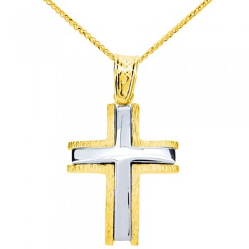 Χρυσός σταυρός Κ9 με αλυσίδα