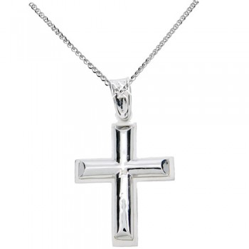 Λευκόχρυσος σταυρός Κ9 με αλυσίδα