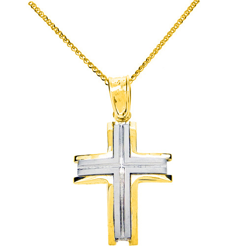 Χρυσός σταυρός Κ9 με αλυσίδα
