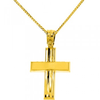 Χρυσός σταυρός Κ14 με αλυσίδα