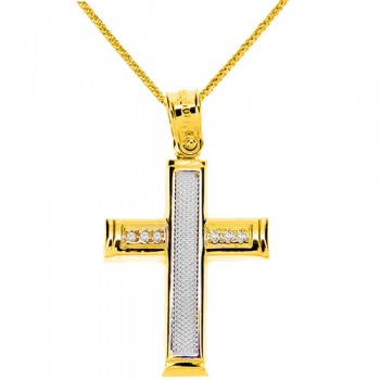 Χρυσός σταυρός Κ14 με αλυσίδα