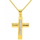 Χρυσός σταυρός Κ14 με αλυσίδα