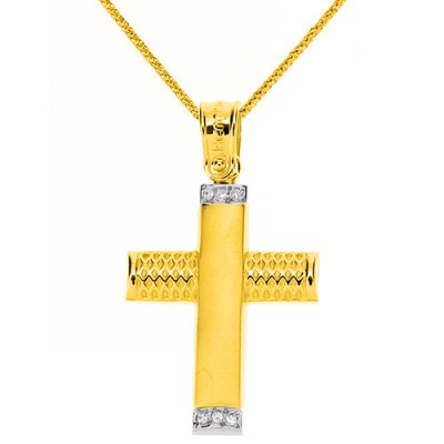 Χρυσός σταυρός Κ14 με αλυσίδα