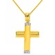 Χρυσός σταυρός Κ14 με αλυσίδα