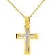Χρυσός σταυρός Κ14 με αλυσίδα