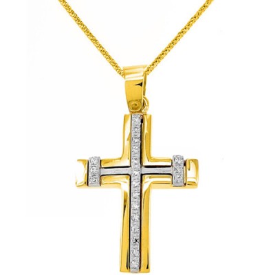 Χρυσός σταυρός Κ14 με αλυσίδα