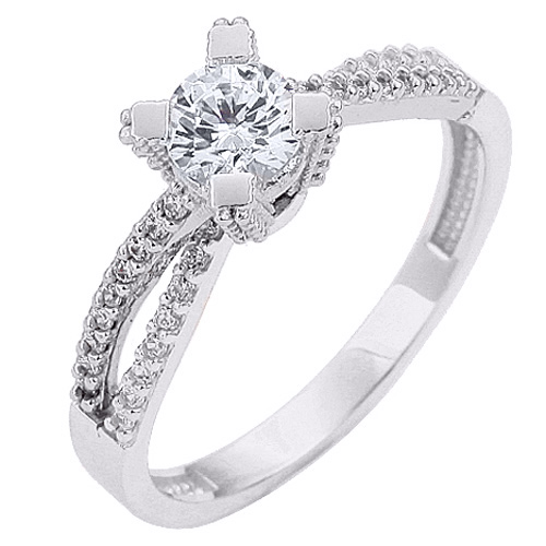 Λευκόχρυσο δαχτυλίδι μονόπετρο Κ9