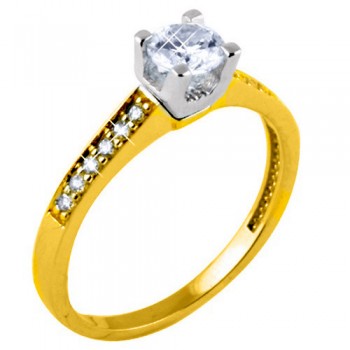 Χρυσό μονόπετρο δαχτυλίδι Κ9