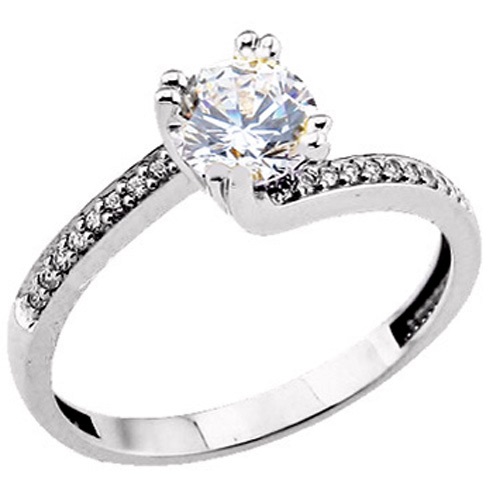 Λευκόχρυσο μονόπετρο Κ9