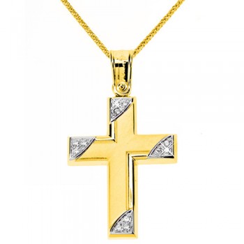 Χρυσός σταυρός Κ14 με αλυσίδα