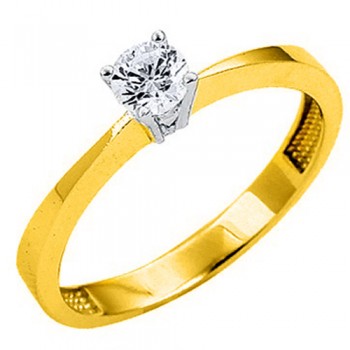 Χρυσό μονόπετρο δαχτυλίδι Κ14