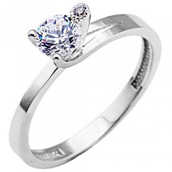 Λευκόχρυσο δαχτυλίδι μονόπετρο Κ14