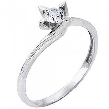 Λευκόχρυσο μονόπετρο δαχτυλίδι  Κ14