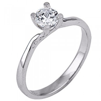 Λευκόχρυσο μονόπετρο κλασικό Κ14 με ζιργκόν