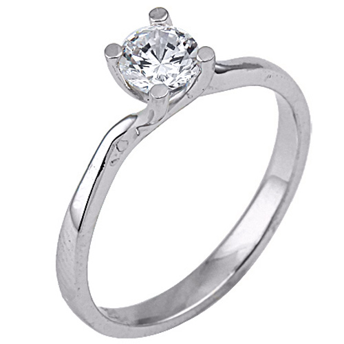 Λευκόχρυσο μονόπετρο κλασικό Κ14 με ζιργκόν