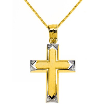Χρυσός βαπτιστικός σταυρός Κ14 με αλυσίδα