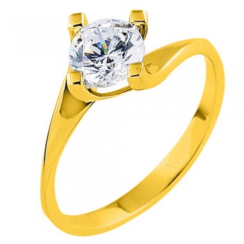 Χρυσό δαχτυλίδι μονόπετρο Κ14