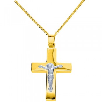 Χρυσός βαπτιστικός σταυρός Κ14 με αλυσίδα