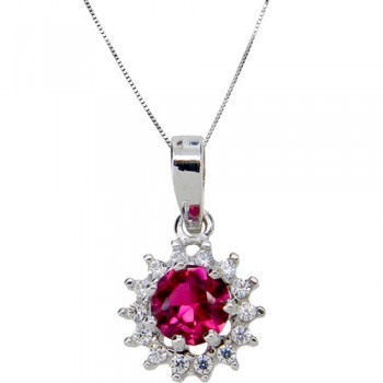 Λευκόχρυσο Μενταγιόν Κ14 με αλυσίδα