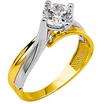 Χρυσό δαχτυλίδι μονόπετρο Κ14