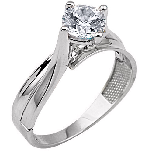 Λευκόχρυσο μονόπετρο δαχτυλίδι  Κ14